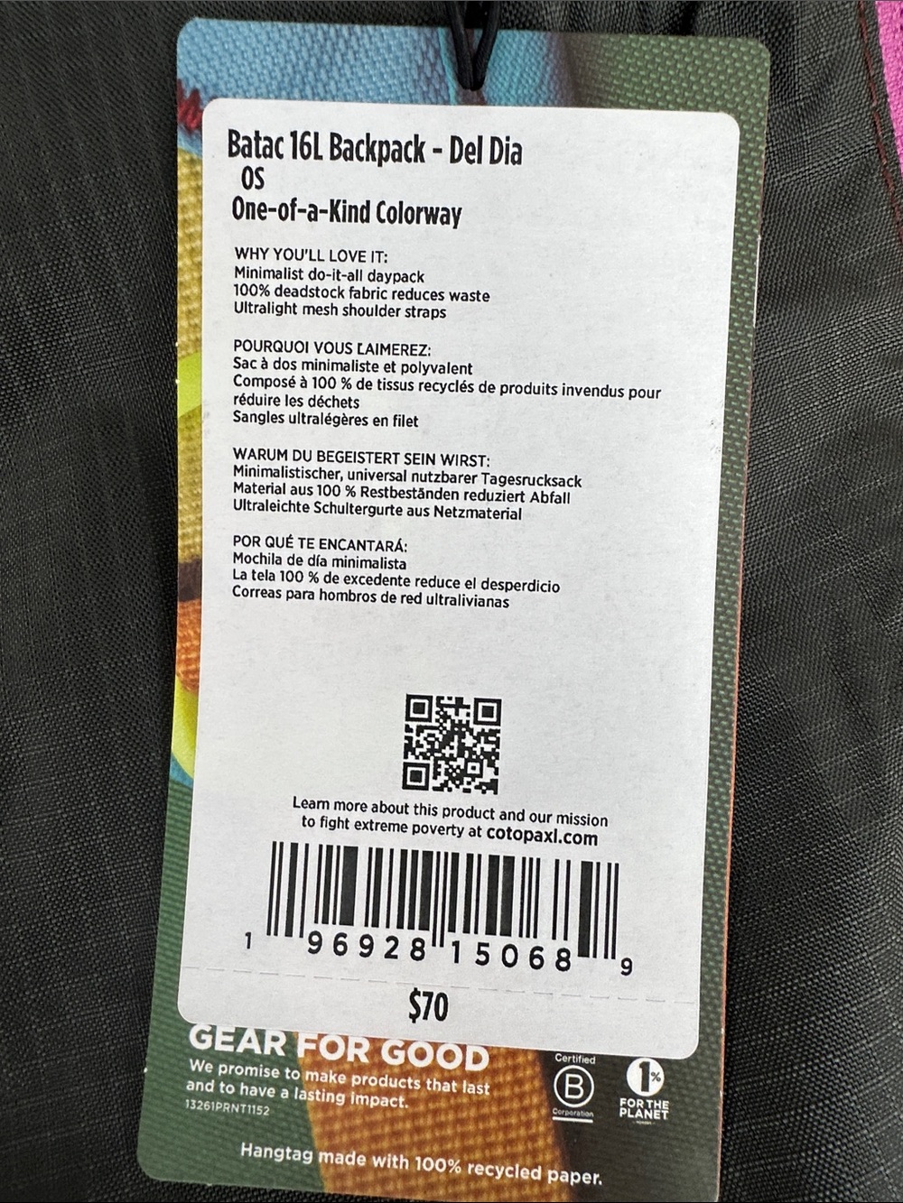 Cotopaxi Batac Del Día 16L Backpack One-of-a-Kind Multicolor Lightweight Daypack - Picture 6 of 6